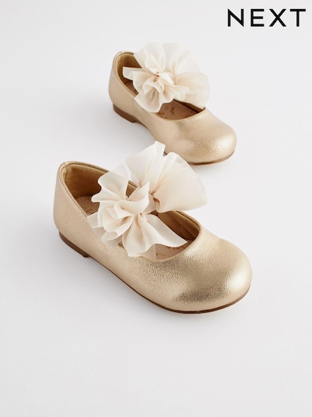 ذهبي - Mary Jane Flower Girl Bow Occasion Shoes (N04383) | ‏119 ر.س.‏ - ‏131 ر.س.‏