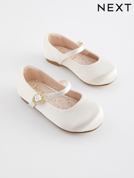 Ivory White Standard Fit (F) Flower Girl Occasion Mary Jane Shoes (N04386) | 99 QAR - 109 QAR