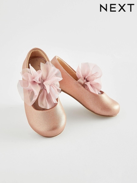 Pink Standard Fit (F) Mary Jane Flower Girl Bow Occasion Shoes (N04389) | €29 - €32