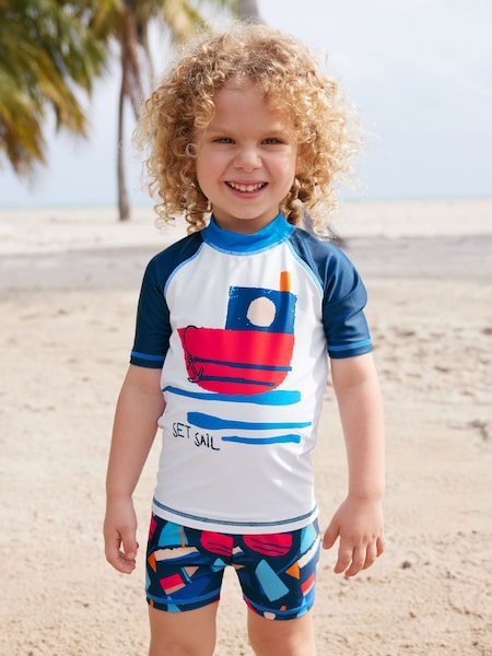 Marineblau/Bootmotiv - Sunsafe Top and Shorts Set (3mths-7yrs) (N04694) | 11 € - 16 €