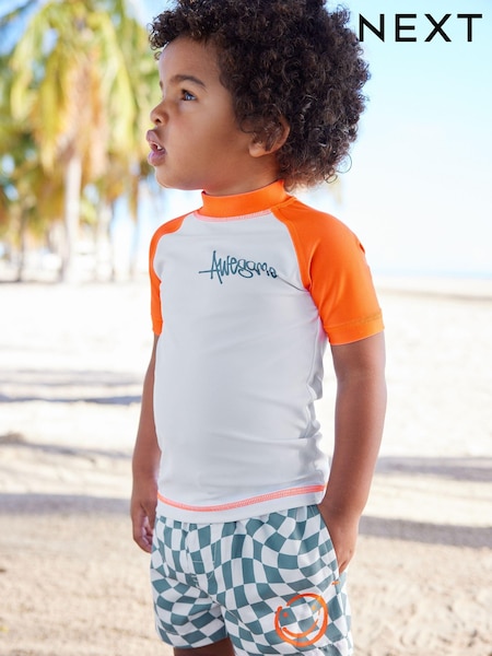 Orange Checkerboard Sunsafe Top and Shorts Set (3mths-7yrs) (N04701) | €8.50 - €11