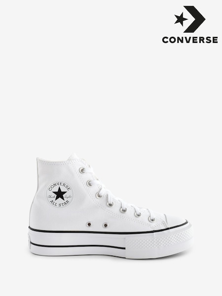 Converse White Chuck Taylor All Star Lift Wide Trainers (N04733) | ₪402