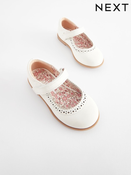 White Leather Mary Jane Touch fastening Brogues (N04768) | 83 QAR - 97 QAR