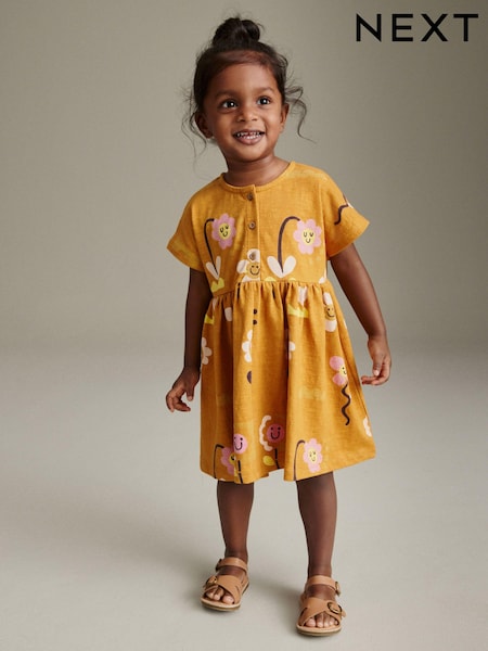 Rdečerjava/rjava - 100% Cotton Short Sleeve Jersey Dress (3mths-7yrs) (N04839) | € 7 - € 9