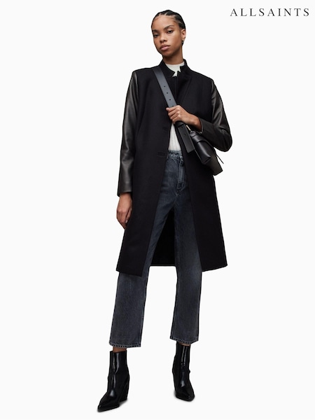 AllSaints Black Sidney Lea Coat (N04859) | €264