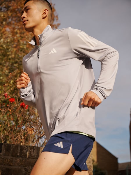 adidas Grey Own the Run Half-Zip Track Top (N04901) | LEI 167