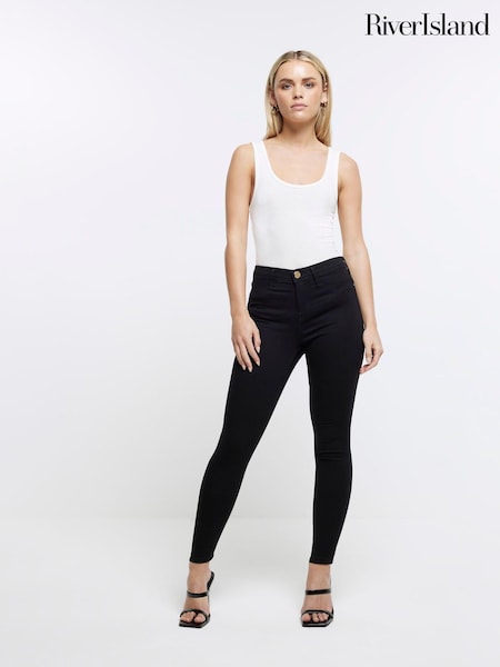 River Island Black Petite Mid Rise Skinny Jeans (N05163) | €14