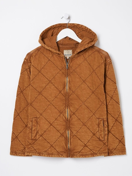 FatFace Brown Asher Quilted Zip Through Sweatshirt (N05196) | €43.50