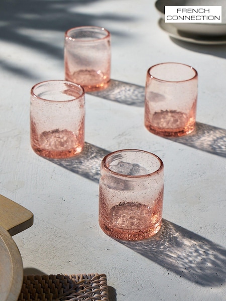 French Connection Set of 4 Terracotta Pink Handmade Bubble Set of 4 Tumbler Glasses (N05270) | €52