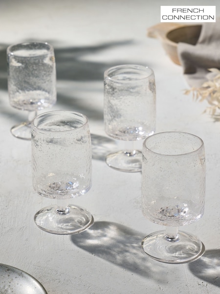 French Connection Set of 4 Clear Handmade Bubble Set of 4 Wine Glasses (N05271) | €61