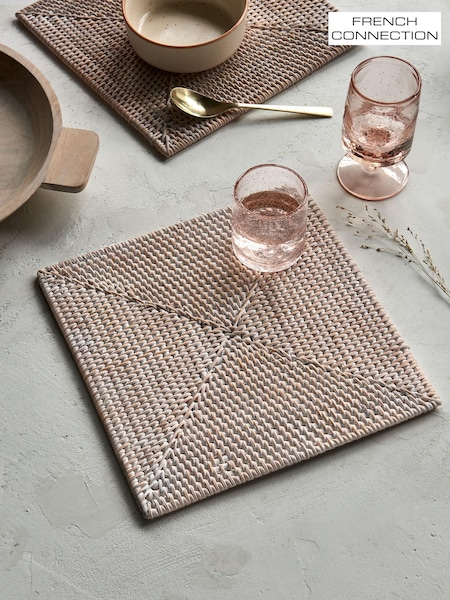 French Connection White Rattan Hand Woven Single Placemat (N05281) | €18.50