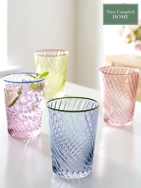 Nina Campbell Set of 4 Multi Embossed Tumbler Glasses (N05305) | €49