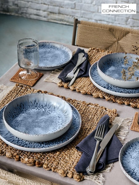 French Connection 12 Piece Blue Westcott Reactive Dinner Set (N05309) | €150