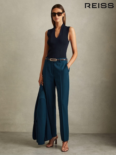 Reiss Teal Jade Petite Slim Fit Wool Blend Suit Trousers (N05320) | €130