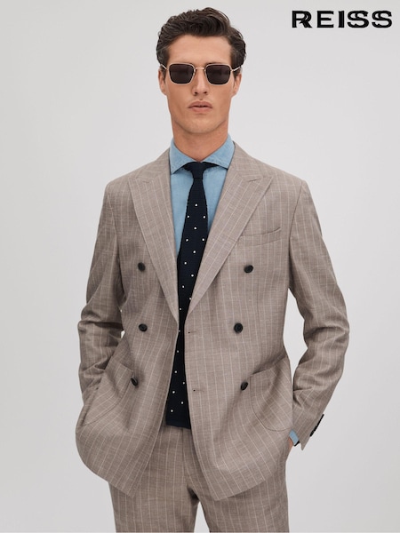 Reiss Epsom Slim Fit Wool-silk-linen Double Breasted Blazer (N05345) | kr10 490