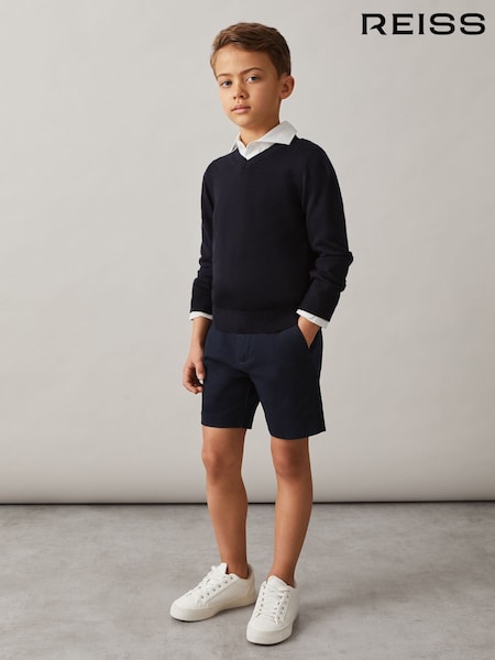 أزرق داكن - Reiss Wicket Casual Chino Shorts (N05348) | ‏187 د.إ.‏