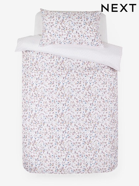 White Textured Floral Rainbow Ruffle Duvet Cover and Pillowcase Set (N05383) | €18.50 - €25