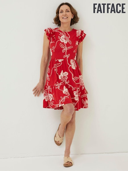 FatFace Red Laurie Batik Jersey Dress (N05409) | €38