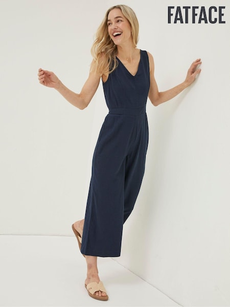 FatFace Blue Linen Blend Aderyn Jumpsuit (N05416) | €47.50