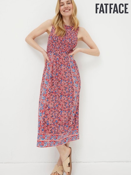 FatFace Red Anna Meadow Midi Dress (N05419) | €37