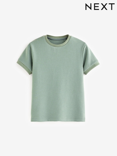Mineral Green Short Sleeve Textured T-Shirt (3-16yrs) (N05448) | €4 - €7