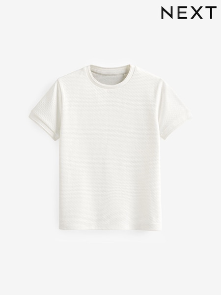 White Short Sleeve Textured T-Shirt (3-16yrs) (N05450) | €1 - €5