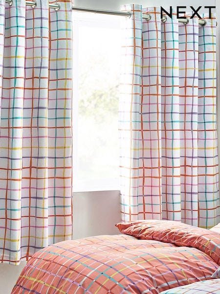 Multi Check Ombre Eyelet Blackout Curtains (N05615) | €18 - €26