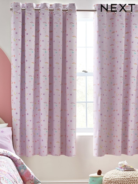 Pink Unicorns Ombre Eyelet Blackout Curtains (N05621) | €22 - €33