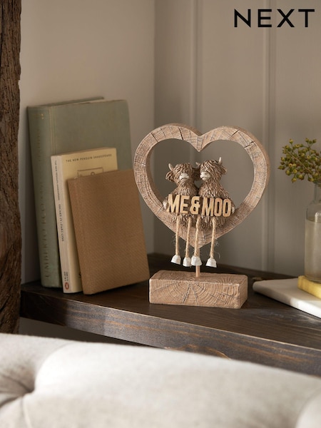 Brown Me and Moo Hamish The Highland Cow Heart Ornament (N05673) | $26