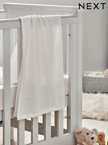 White 100% Cotton Baby Cellular Blanket (N05721) | AZN 22