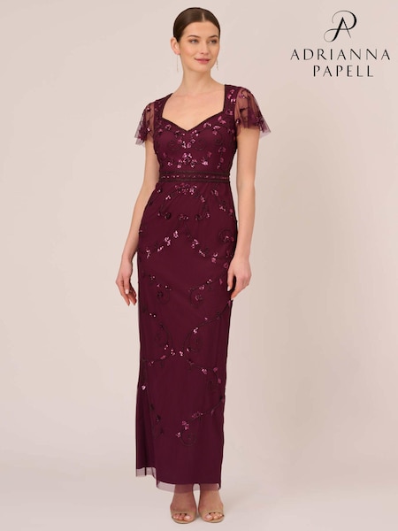Adrianna Papell Red Beaded Long Dress (N05760) | €211