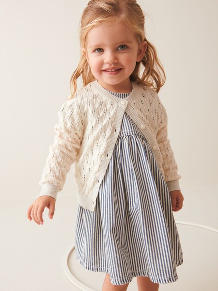 White Pointelle Cardigan (3mths-10yrs) (N05838) | €7.50 - €8.50