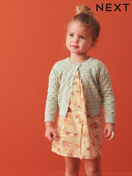 Metino zelena - Pointelle Cardigan (3mths-10yrs) (N05839) | € 12 - € 15