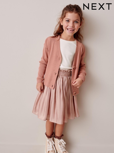 Nerc rjava - Ribbed V-Neck Cardigan (3-16yrs) (N05853) | € 13 - € 17