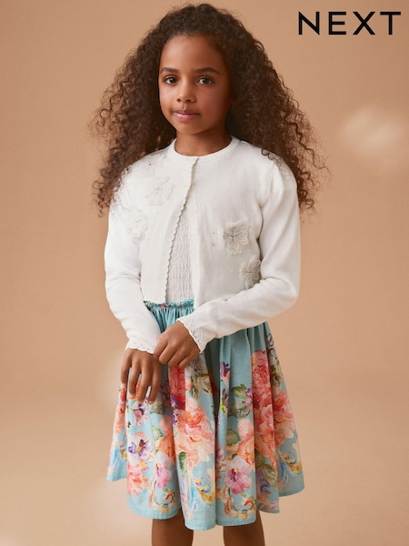 Ecru Sequin Flower Shrug Cardigan (3mths-16yrs) (N05855) | 29 QAR - 41 QAR