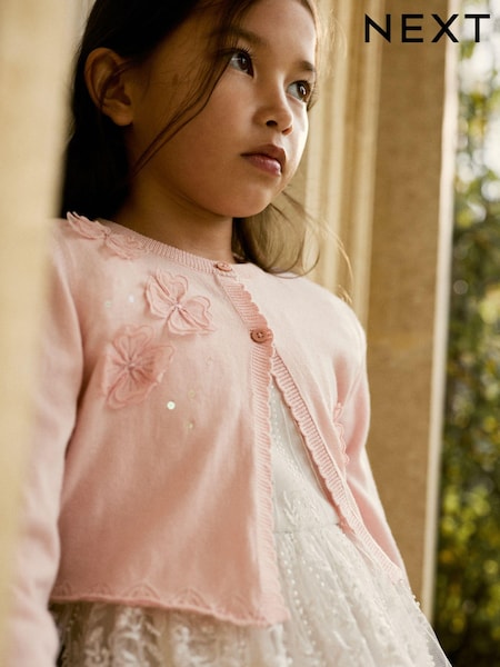 Pink Sequin Flower Shrug Cardigan (3mths-16yrs) (N05858) | €12 - €17