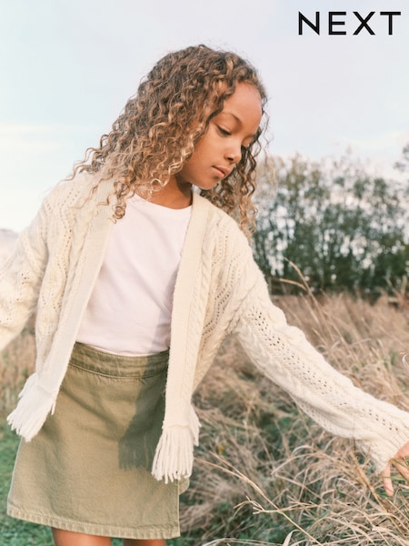 Bež - Fringe Cardigan (3-16yrs) (N05863) | € 18 - € 23