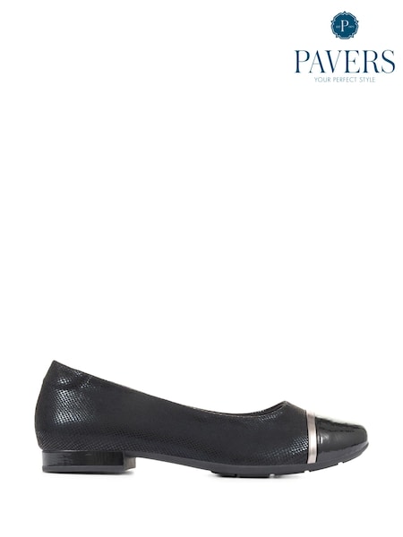 Pavers Black Pavers Ballet Black Flats (N06092) | AED102