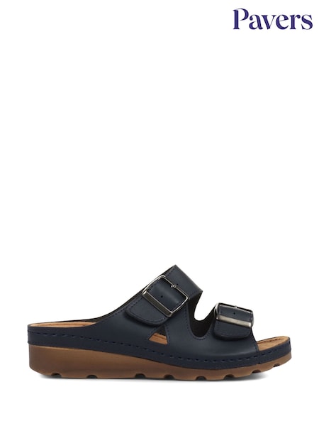 Pavers Blue Pavers Adjustable Black Mule Sandals (N06099) | ₪151