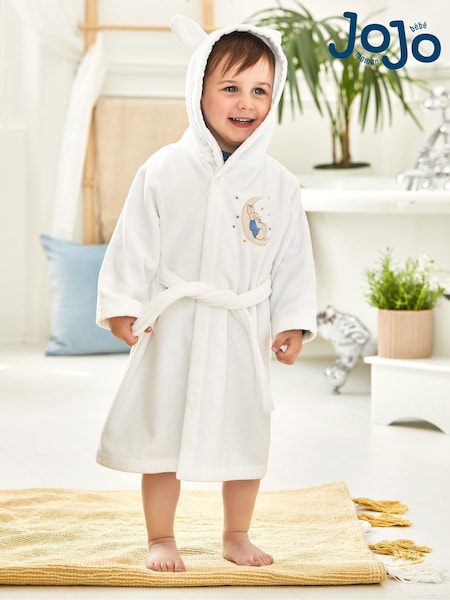 JoJo Maman Bébé White Peter Rabbit Cotton Dressing Gown (N06233) | €45
