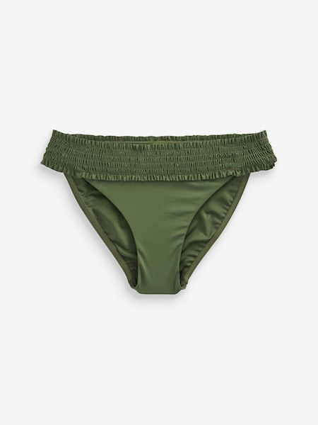 Green Shirred High Leg Bikini Bottoms (N06254) | €11