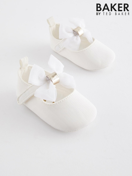 Fildeș - Baker by Ted Baker Bebeluș Fete Padders Pantofi With Fundă (N06358) | 83 LEI
