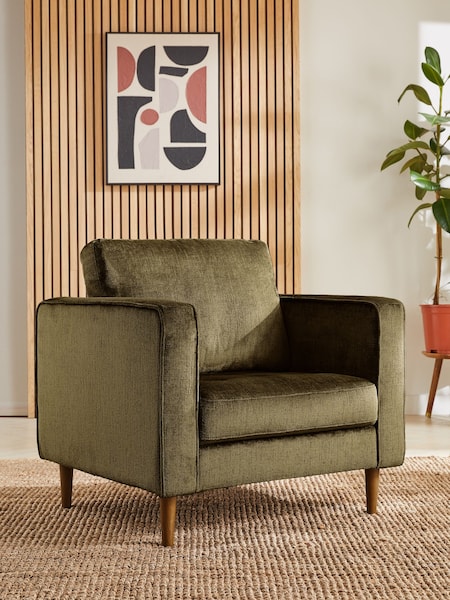 Plush Chenille Moss Green Houghton Slim Arm Chair (N06372) | €260