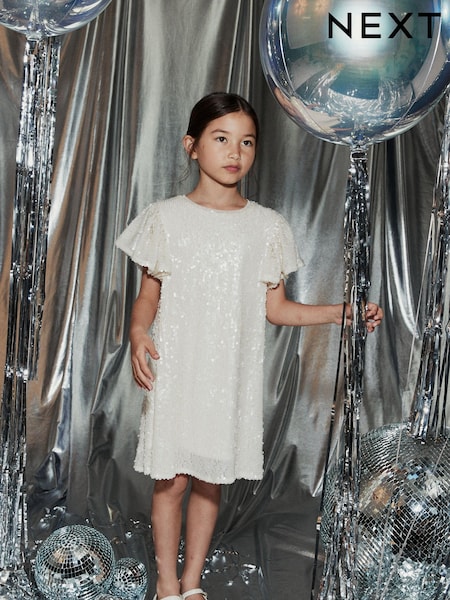 Cream Sequin Dress (3-16yrs) (N06425) | €21 - €25