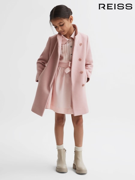 Reiss Kia Wool Blend Funnel Neck Coat (N06595) | 974 LEI
