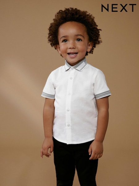 Weiß - Tipped Shirt (3mths-7yrs) (N06596) | 6 € - 8 €