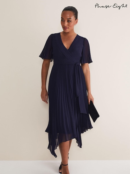 Phase Eight Blue Kendall Pleated Midi Dress (N06745) | €83