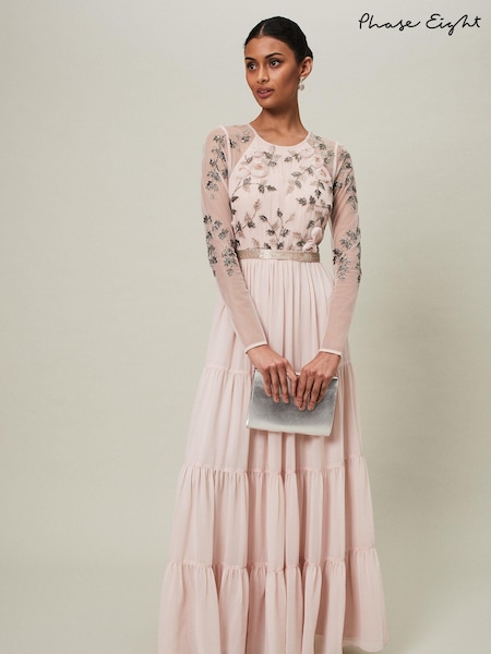 Phase Eight Pink Florence Beaded Maxi Dress (N06747) | 1,628 QAR