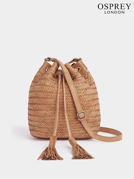 OSPREY LONDON The Joss Woven Natural Leather Bucket Bag (N06762) | ‏981‏₪