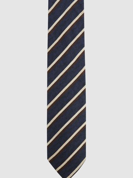 Reiss Navy Dino Wool-Cotton Striped Tie (N06906) | AED418